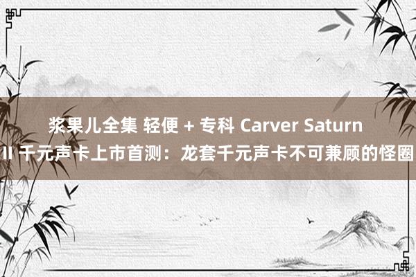 浆果儿全集 轻便 + 专科 Carver Saturn II 千元声卡上市首测：龙套千元声卡不可兼顾的怪圈