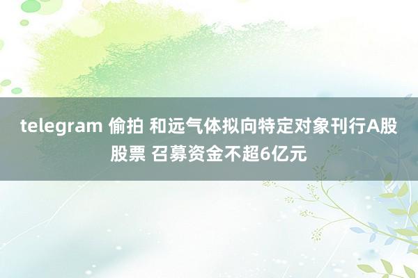 telegram 偷拍 和远气体拟向特定对象刊行A股股票 召募资金不超6亿元