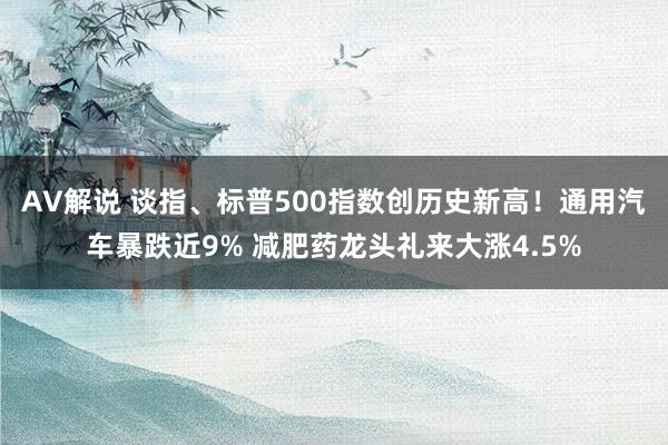 AV解说 谈指、标普500指数创历史新高！通用汽车暴跌近9% 减肥药龙头礼来大涨4.5%